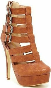 TANGY Cage Buckle Platform Stilleto Booties
